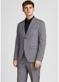 Jack & Jones Sakko JACK & JONES "JPRFRANCO Blazer mit 2-Knopf-Form und extra schmalem Schnitt", Herren, Gr. 56, grau (light grau melange), Web, Obermaterial: 78% Polyester, 17% Viskose, 4% Elasthan, 1% sonstige Fasern, meliert, slim fit, 1-Knopf-Manschette, Sakkos Sakko, unifarben, modisch, slim fit, Kunstfaser
