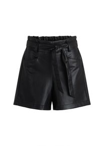 Shorts Zero "Shorts Lederoptik mit Bindeg&uuml;rtel", Damen, Gr. 40, EURO, schwarz (schwarz beauty), Obermaterial: 100% Polyester PES., Hosen Shorts