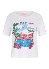 Rundhalsshirt Betty Barclay "Basic Shirt mit Aufdruck", Damen, Gr. 40, wei&szlig; (patch wei&szlig;, varicolorot), Obermaterial: 100% Baumwolle CO., Shirts Rundhalsshirt