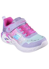 Sneaker Skechers "UNICORN DREAMS", M&auml;dchen, Gr. 32, lila (lavendel, rosa einhorn), Textil, Schuhe Sneaker, Blinkschuh, Klettschuh, Kinderschuh mit Gummizug und Klettriegel