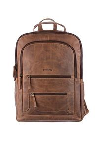 Cityrucksack GreenLand Nature "Montenegro", Herren, Gr. B/H/T: 30cm x 42cm x 18cm, braun, Rindsleder, Rucks&auml;cke Cityrucksack, mit Kartensteckf&auml;cher mit RFID-Schutz