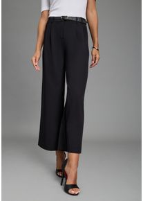 Bundfaltenhose Laura Scott, Damen, Gr. 46, N-Gr, schwarz, Web, Obermaterial: 80% Polyester, 16% Viskose, 4% Elasthan, figurumspielend kn&ouml;chelfrei, Hosen Bundfaltenhose, mit weitem Bein