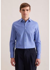 Businesshemd Seidensticker "Schwarze Rose", Herren, Gr. S (38), normale &Auml;rmell&auml;ngen, mittelblau, 100% Baumwolle, bedruckt, skinny fit, 2-Knopf-Manschette, Hemden Businesshemd, X-Slim 1/1 Kentkragen Druck