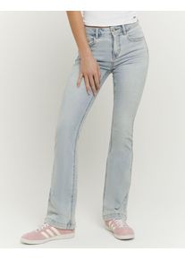 Bootcut-Jeans Tally Weijl "SPADEBOOTY", Damen, Gr. 36, N-Gr, bleach indigo wash, Denim/Jeans, Obermaterial: 90% Baumwolle, 8% Elastomultiester, 2% Elasthan, clean, bootcut fit lang, Jeans Bootcut-Jeans, Baumwollmischung, Mid Waist