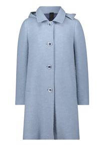 Wolljacke Betty Barclay "Wollmantel mit abnehmbarer Kapuze", Damen, Gr. 44, blau (blau fog), Obermaterial: 70% Wolle mw. 30% Polyester PES., Jacken Wolljacke