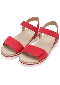 Riemchensandale Ara "KENT", Damen, Gr. 38, rot, Ziegenveloursleder, unifarben, Basic, Schuhe Riemchensandale, Keilsandalette, Sommerschuh mit High Soft-Funktion, G-Weite