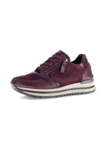 Plateausneaker Gabor "TIURIN", Damen, Gr. 35, rot (bordeaux), Lackleder, Veloursleder, unifarben, Schuhe Plateausneaker, Schn&uuml;rschuh, Halbschuh, Komfortschuh Weite H (= sehr weit)