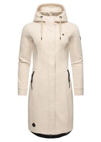 Kapuzensweatjacke Ragwear "Kurzmantel Letti Long", Damen, Gr. 4XL, beige (beige melange), Obermaterial: 54% Polyester PES. 41% Baumwolle CO. 5% Viskose CV., Sweatjacken Kapuzensweatjacke