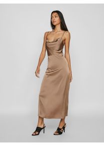 Tr&auml;gerkleid Vila "VIRAVENNA STRAP ANKLE DRESS - NOOS", Damen, Gr. 44, N-Gr, beige (fossil), Web, Obermaterial: 100% Polyester, unifarben, slim fit, V-Ausschnitt, Kleider Tr&auml;gerkleid, Kunstfaser, regular fit