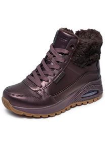 Winterboots Skechers "UNO RUGGED - GALACTIC HEIGHTS", Damen, Gr. 38, aubergine, Lederimitat, metallic, Schuhe Winterboots, Schn&uuml;rboots, Sneaker mit Keilabsatz