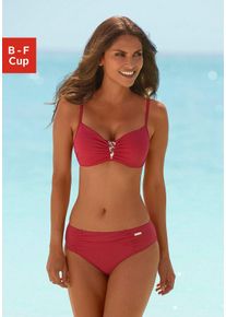 B&uuml;gel-Bikini Lascana, Damen, Gr. 46, Cup D, rot, Polyamid, unifarben, Bikini-Sets B&uuml;gel-Bikini, mit Pailletten-Verzierung, Topseller