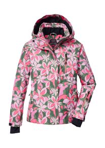 Skijacke Killtec "KSW 211 GRLS SKI JCKT", M&auml;dchen, Gr. 140, gr&uuml;n, Obermaterial: 100% Polyester;Futter: 100% Polyester;F&uuml;llung: 100% Polyester, Jacken Skijacke, Wind- und wasserdichte Skijacke mit floralem Print und Stauraum