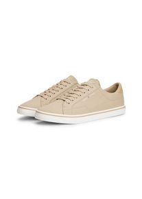 Sneaker Tommy Hilfiger "VULC CORE LONG LACE", Herren, Gr. 46, beige, Baumwolle, unifarben mit Farbeinsatz, Schuhe Sneaker, Freizeitschuh, Halbschuh, Schn&uuml;rschuh mit Kontrastbesatz an der Ferse