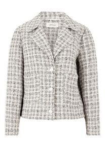 Jackenblazer Cartoon "Tweedblazer mit aufgesetzten Taschen", Damen, Gr. 42, wei&szlig; (wei&szlig;, camel), Obermaterial: 100% Polyester PES., Blazer Jackenblazer