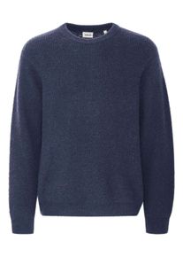 !Solid Strickfleece-Pullover SOLID "Strickpullover SDMack", Herren, Gr. XL, blau (insignia blau), Obermaterial: 58% Polyacryl PAN. 26% Wolle WO. 13% Polyamid PA. 3% Elasthan EL., Pullover Strickfleece-Pullover