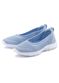 Sneaker Ballerinas Lascana "Halbschuh, Slip-On-Sneaker", Damen, Gr. 35, blau (hellblau), Obermaterial: 100% Textilmaterial. Decksohle: 100% Textilmaterial. Futter: 100% Textilmaterial. Laufsohle: 100% Synthetik, unifarben, Schuhe Sneaker Ballerinas, zum Reinschl&uuml;pfen VEGAN, Topseller