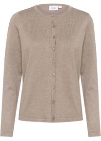 Strickjacke Saint Tropez "A8661, MilaSZ R-Neck Cardigan", Damen, Gr. M, braun (atmos melange), Strick, Obermaterial: 80% Viskose, 20% Polyacryl, meliert, regular fit normal, Rundhals, Strickjacken Strickjacke, Viskosemischung, Classic fit