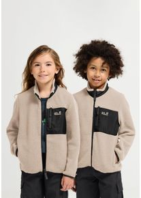 Fleecejacke Jack Wolfskin "LITE CURL FZ K", Kinder, Gr. 128, oyster, Obermaterial: 100% POLYESTER. Futter: 100% POLYESTER, Jacken Fleecejacke