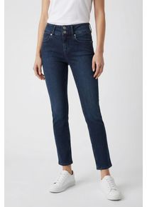 Slim-fit-Jeans Pepe Jeans "GEN PUSH UP", Damen, Gr. 27, L&auml;nge 30, dunkelblau, Denim/Jeans, Obermaterial: 84% Baumwolle, 15% Polyester, 1% Elasthan, slim fit lang, Jeans Slim-fit-Jeans, mit doppeltem Knopfverschluss, Mid Waist