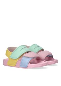 Badesandale Tommy Hilfiger, M&auml;dchen, Gr. 30, bunt, Synthetik, Schuhe Badesandale, Badesandale, Klettschuh mit Logoschriftzug