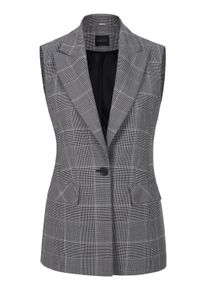 Madeleine Mode Kurzweste MADELEINE "Weste Klassisch-elegante Glencheck-Weste", Damen, Gr. 46, schwarz (schwarz, wollwei&szlig;), Obermaterial: 53% Polyester PES. 43% Wolle WO. 4% Elasthan EL., Modern, Westen Kurzweste