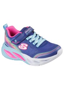 Sneaker Skechers "COSMIC GLOW LIGHTS", M&auml;dchen, Gr. 31, navy, multi, Lederimitat, Textil, Mesh, leicht gl&auml;nzend, Schuhe Sneaker, Sportschuh mit Klett, Gr&ouml;&szlig;enschablone zum Download
