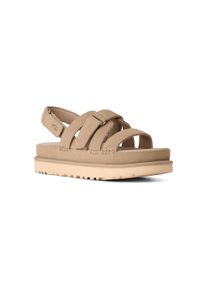 UGG Australia Riemchensandale UGG "GOLDENSTAR GLEAM", Damen, Gr. 10 (41), hellbeige, Veloursleder, unifarben, Schuhe Riemchensandale, Plateausandale, Sandalette mit weichem Fu&szlig;bett