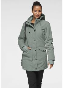 Langjacke Kangaroos, Damen, Gr. 40, gr&uuml;n (mint, grau), Web, Obermaterial: 100% Polyester. Futter: 100% Polyester. Wattierung: 100% Polyester, gepunktet, kontrastfarbene Details, unifarben mit Farbeinsatz, figurumspielend Po-bedeckend, Jacken Langjacke, f&uuml;r den &Uuml;bergang, aus leichtem Webmaterial, modisch