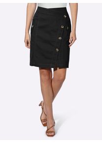 Jeansrock Heine, Damen, Gr. 48, schwarz, 97% Baumwolle, 3% Elasthan, unifarben, kurz, R&ouml;cke Jeansrock