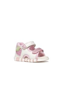Lauflernschuh Geox "B SANDAL IUPIDOO GIR", M&auml;dchen, Gr. 26, wei&szlig;, pink, Lederimitat, Textil, Schuhe Lauflernschuh, Babyschuh mit Aufn&auml;her, Gr&ouml;&szlig;enschablone zum Download