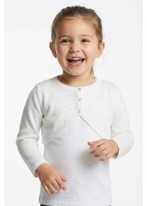 Bolero happy girls "cardigan", M&auml;dchen, Gr. 116, beige (ecru), Strick, Obermaterial: 100% Polyester, unifarben, bauchfrei, Rundhals, Strickjacken Bolero, vorne mit sch&ouml;nen Zierperlen bestickt