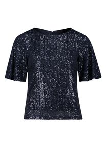 T-Shirt Vera Mont "Pailletten-Bluse mit Fl&uuml;gel&auml;rmeln", Damen, Gr. 44, blau (night sky), Obermaterial: 93% Polyester PES. 7% Elasthan EL., Shirts T-Shirt