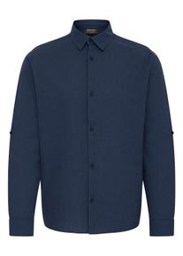 Leinenhemd INDICODE "Leinenhemd IDMonko", Herren, Gr. L, N-Gr, blau (navy), Obermaterial: 55% Leinen LI. 45% Baumwolle CO., Hemden Leinenhemd