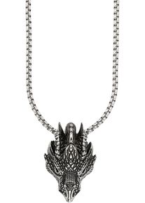Kette mit Anh&auml;nger Bruno Banani "Schmuck Geschenk Edelstahlkette mit Anh&auml;nger Drachen-Optik", silber (edelstahlfarben), Halsketten, Damen, Edelstahl, L: 55 B: 2,6mm, Kette mit Anh&auml;nger, B:2,6mm