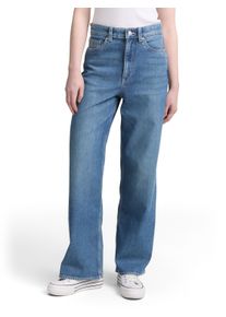 Weite Jeans Tom Tailor Denim "LINOU", Damen, Gr. M (38), L&auml;nge 32, blau (used mid stone blau denim), Denim/Jeans, Obermaterial: 43% Polyester, 33% Baumwolle, 22% Lyocell, 2% Elasthan, unifarben, weit kn&ouml;chellang, Jeans Weite Jeans, im Five-Pocket Style