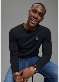 Rundhalsshirt DELMAO, Herren, Gr. 3XL (64/66), schwarz, Single Jersey, Obermaterial: 100% Baumwolle, unifarben, Basic, Basic schmal, Rundhals, Rippb&uuml;ndchen, Shirts Rundhalsshirt, mit Markenlabel