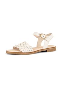 Riemchensandale Gabor, Damen, Gr. 41, creme, Nappaleder, Schuhe Riemchensandale, Blockabsatz, Sommerschuh, Sandalette mit Bandage in Flechtoptik