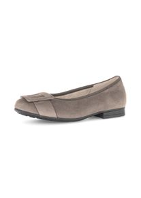 Ballerina Gabor "FLORENZ", Damen, Gr. 37, grau (taupe), Ziegenveloursleder, unifarben, Schuhe Ballerina, Businessschuh, Halbschuh, Schlupfschuh in Bequemweite G (= weit)