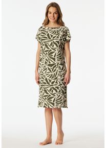 Nachthemd Schiesser "Selected Premium", Damen, Gr. 44, N-Gr, 707, gr&uuml;n, Single Jersey, Obermaterial: 95% Modal, 5% Elasthan, bequem knielang, U-Boot-Ausschnitt, Kleider Nachthemd, angeschnittene &Auml;rmel, Taschen und Seitenschlitze, U-Boot-Ausschnitt