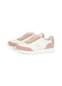 Sneaker Calvin Klein Jeans "RUNNER LACEUP LOW MIX MG", Damen, Gr. 39, rosa (wei&szlig;, altrosa), Leder, Veloursleder, unifarben mit Farbeinsatz, Schuhe Sneaker, Freizeitschuh, Halbschuh, Schn&uuml;rschuh mit seitlichem CK-Logo