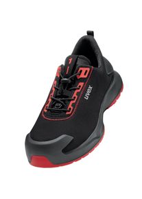 Sicherheitsschuh Uvex "1 x-craft Halbschuh" Gr. 44, schwarz (schwarz, rot), 44, Obermaterial: 100% sonstige Fasern AF., Schuhe, Sicherheitsschuh