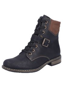 Schn&uuml;rstiefelette Rieker, Damen, Gr. 41, schwarz, cognac, Lederimitat, unifarben mit Farbeinsatz, Schuhe Schn&uuml;rstiefelette, Schn&uuml;rboots, Stiefelette, Blockabsatz, mit gepolstertem Schaftrand