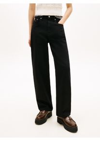 Straight-Jeans Tommy Jeans "LAYLA HR SLIM STR", Damen, Gr. 28, L&auml;nge 32, denim schwarz, Denim/Jeans, Obermaterial: 99% Baumwolle, 1% Elasthan, unifarben, slim fit lang, Jeans Straight-Jeans, High Waist, Baumwoll-Qualit&auml;t