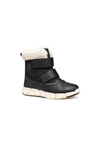 Winterboots Geox "J FLEXYPER GIRL B AB", M&auml;dchen, Gr. 28, schwarz, Synthetik, Textil, Schuhe Winterboots, Snowboots, Klettstiefel mit Warmfutter, Gr&ouml;&szlig;enschablone zum Download