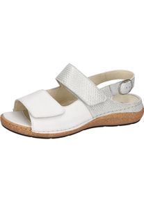 Waldl&auml;ufer Sandale WALDL&Auml;UFER "K-HELIETT", Damen, Gr. 4,5 (37,5), sanftes wei&szlig;, silberfarben, Nubukleder, Veloursleder, metallic, Schuhe Sandale, Sommerschuh, Keilsandalette, Metallic-Look, in Extraweite K
