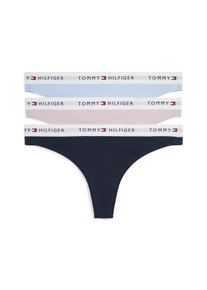 String, Damen, Gr. L (40), 3 Stk., navy, breezy orchid, sweet blau, Jersey, Obermaterial: 95% Baumwolle, 5% Elasthan, Tommy Hilfiger Underwear, k&ouml;rpernah, Unterhosen String, mit Logoschriftzug