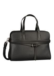 Shopper Tom Tailor "Freya", Damen, Gr. B/H/T: 35cm x 26cm x 13cm, schwarz, Polyurethan, Taschen Shopper, verziert mit schmalen, mehrlagigen Riemen und Metallschlie&szlig;e