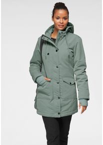 Langjacke Kangaroos, Damen, Gr. 50, gr&uuml;n (mint, grau), Web, Obermaterial: 100% Polyester. Futter: 100% Polyester. Wattierung: 100% Polyester, gepunktet, kontrastfarbene Details, unifarben mit Farbeinsatz, figurumspielend Po-bedeckend, Jacken Langjacke, f&uuml;r den &Uuml;bergang, aus leichtem Webmaterial, modisch