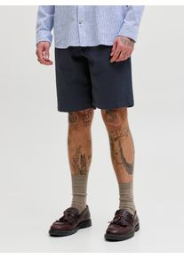 Jack & Jones Chinoshorts JACK & JONES "JPSTKARL BARRET CHINO SHORTS MID SN", Damen, Gr. XXL, N-Gr, schwarz navy, Web, Obermaterial: 98% Baumwolle, 2% Elasthan, unifarben, weit kniebedeckend, Hosen Chinoshorts, mit Taschen