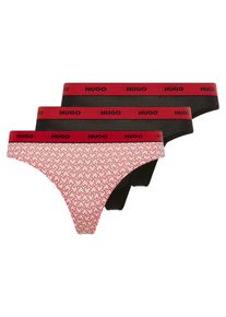 String HUGO UNDERWEAR "TRIPLET THONG DESIGN", Damen, Gr. S, 3 Stk., open pink 695, Jersey, Obermaterial: 95% Baumwolle, 5% Elasthan, Unterhosen String, wiederholendes Logo am Bund